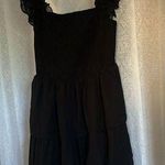 BLACK CHIFFON SMOCKED BODICE DRESS Sz: M Size M Photo 0