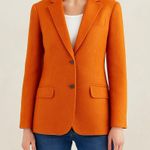 Lands' End Lands’ End Wool Blend Retro Orange Blazer Jacket Size 10 Vintage Classic Lined Photo 0