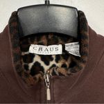 CHAUS NEW YORK Chaus Sport Brown Vest With Animal Print Fleece Lining & Trim Size Small Photo 5