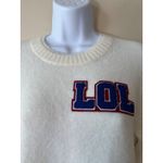 J.Crew  Women's Ivory LOL Varsity Patch Crew Neck Pullover‎ Sweater Small Cute Photo 2