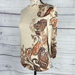 Talbots Light Wool Sweater Womens Petites Sp Paisley 3/4 Sleeves Photo 4