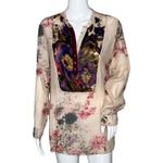 Soft Surroundings  Shirt Women Small Cream Multi Floral Aria Tunic Top Sheer Boho Photo 0