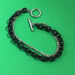Double Layer Titanium Steel Link Chain Bracelet for Men Women Black Photo 3