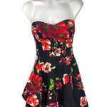 B Darlin B. Darlin Red Floral Strapless Sweetheart Fit And Flare Mini Tube Dress Sz M Photo 0