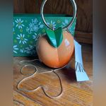 ZARA NWT  Box Style Orange Peach Clutch with Gold Handle & Chain Shoulder Strap Photo 4