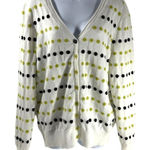 Spanner Golf Womens White Cardigan Size XXL Polka Dots Green & Black Preppy Photo 0