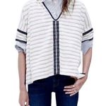 Madewell  Elise Embroidered Sailor Short Sleeve Hoodie V-Neck Women’s XS COASTAL Photo 14