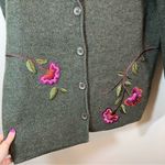 Vintage The Eagle’s Eye Women’s Green Wool Floral Embroidered Cardigan XL Boho Photo 4