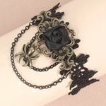 1pc Retro Style Gothic Black Rose Lace Tassel‎ Bracelet Spider Rose Bracelet Photo 5