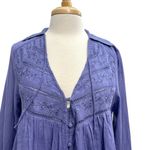 Free People Embroidered Bohemian Western Babydoll Mini Dress Lilac Purple Small Photo 3