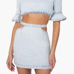 We Wore What Denim Mini Skirt - NWT Cut Out Indigo Comfort Skirt Size Small Photo 1