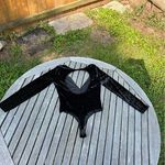 Victoria's Secret M/L CRUSHED VELVET BODYSUIT medium large black long sleeve Photo 8