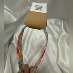 Handmade  Pink and Yellow Floral Wristlet Keychain with Blue Pompom Photo 5