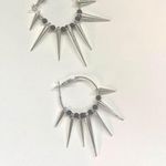 Gothic Silver spike punk earrings with black emo beads Gray Photo 3