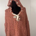 POL V-Neck Chenille Hooded Open Knit Sweater Large Oversized-Boho Anthropologie Photo 0