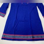 Boden Blue Multicolored Embroidery Dress Vneck Size 2 Photo 2