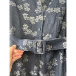Solitaire  Women's Dark Wash Denim Short Sleeve Blue Floral Belted Mini Dress‎ Photo 2