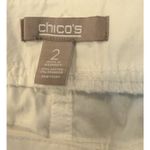 Chico's  2 US Large Womens White Cargo Cuffed Pants Pockets Beach Preppy Boho Photo 5