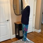 Soma Cool Nights Pajama Set Navy V-Neck Top & Tropical Print Pants Size L Photo 3