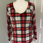 Cuddl Duds  Plaid Pajama Top Long Sleeve Fleece Red Green Holiday Size Small Photo 0