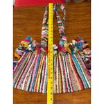 RARE Boho Colorful Woven Shoulder Bag Purse Multi Color Fringe Tote Handmade Rug Red Photo 5