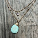 Van Heusen Van‎ Heusen Gold Chain Layered Necklace With Teal Stone NWT Photo 3