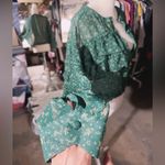 LOTUS & LAVENDER silky pleated designer green top long sleeve button up round Yellow Size XL Photo 5