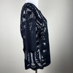 Laundry by Shelli Segal Blouse Large Black Lace Brocade Over Mesh Scalloped Hem Photo 4