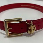 Women Red Skinny Belt Full Grain Cowhide Leather ML Nautical Anchor Charm Preppy Photo 0