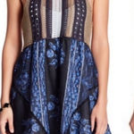 Free People NWT Katie Crochet Mini Dress Size Medium in Blue Combo Photo 0