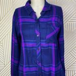 Rails Hunter Plaid Ultraviolet Button-Down LongSleeve Top Blue Purple Size US XS Photo 3