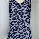 CAbi ‘Feline Flounce’ Leopard Print Purple Sleeveless Blouse Women’s Size XS Photo 0