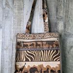 Jade Cloth Animal Print Tote Bag w/Inside Coin Purse Tan Photo 0