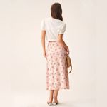 Rihoas Pink Floral Satin Straight Midi Skirt Size L Photo 3