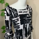 BCBG Maxazria Black White Bell Sleeve Dress Photo 6