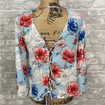 Lush Clothing Lush Floral Lace Up Open Back Top Photo 1