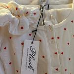 Valentine’s Day NWT PLUSH Thermal Heart PJ & Scrunchie Set in White & Red Photo 3