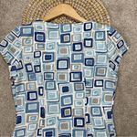 J. McLaughlin  Catalina Cloth Emma Dress Shortsleeve Square Neck Geometric Blue M Photo 6