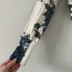 Free People Bed Of Roses V Neck Ivory Blue Floral Cropped Sweater S Photo 4