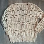 Caslon Oatmeal Beige Open Stich Knit Button Down Cardigan size Medium Photo 3
