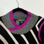Title Nine Brazen Tunic Sweater Dress Merino Wool Size Small Black White Purple Photo 3