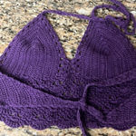 Womens Purple Crochet Handmade Festival Boho Gypsy Outdoor Crop Top One Size Photo 5