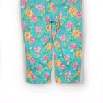 Lauren Ralph Lauren Teal Floral Cropped Cotton Blend Ankle Pants Women Size 8 Pink Photo 5