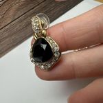 Swavorski Swarovski Swan Signed Crystal Black Clear Gold Tone Dangle Drop Pierced Earrings Photo 6