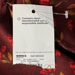 Sonoma  Medium Top Floral Ruffled Long Sleeve Tie Keyhole Neck Dark Rust Multi Photo 8