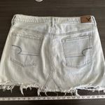 American Eagle  Micro Mini Jean Skirt‎ Womens Raw Hem Size 12 34x14 Button Fly Photo 3