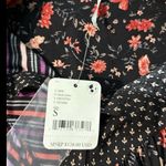 Free People  Shirt Womens Sz S Blouse Black Floral Stripe‎ Mixed Print Boho  NWT Photo 12