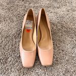 Naturalizer NWOB Warner Square Toe Block Heel Pumps Leather Peach Size 11 Career Photo 2