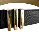 EXPRESS Black & Gold Faux Grained Leather Women’s Fashion Belt Small Photo 8