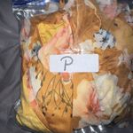 Luxxel  Maxi Dress Plunging Neckline Cap Ruffle Sleeves Yellow Gold Floral Size S Photo 10